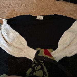 OSKLEN Black and Cream Color-Block Shrug Sweater Size Small